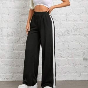 SHEIN Women's Black And White Contrast Patchwork Wide Leg Pants Size Medium
